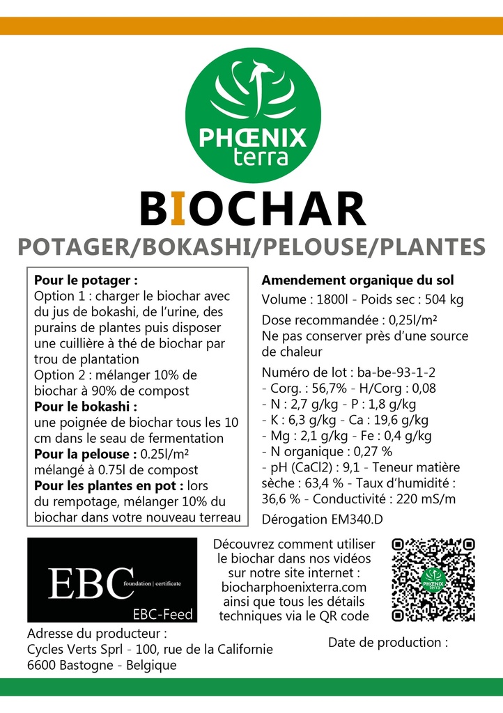 Biochar pur Bigbag 1800 litres